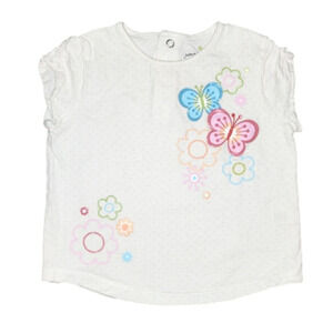 JUMPING BEANS White and Light Pink Polka-Dot Tee with Flowers and Butterflies